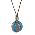Dragon Adjustable Cord Necklace with Turquoise Colored Disc